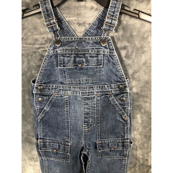 Janie & Jack Blue Denim Overalls With Adjustable Straps & Front Pockets - Picture 2 of 14